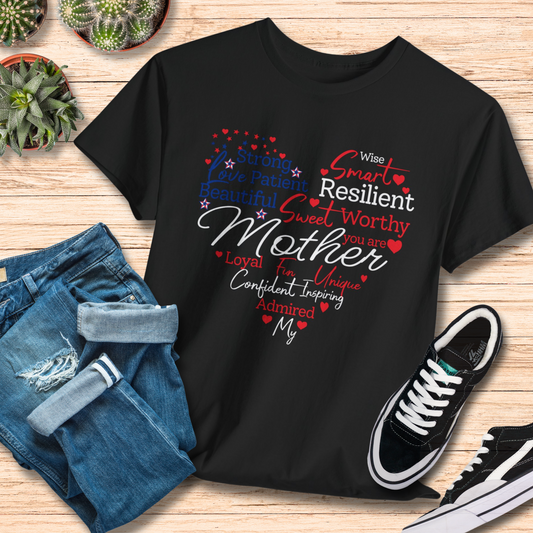 Mother Heart USA T-Shirt / Perfect Mom Gift Tee