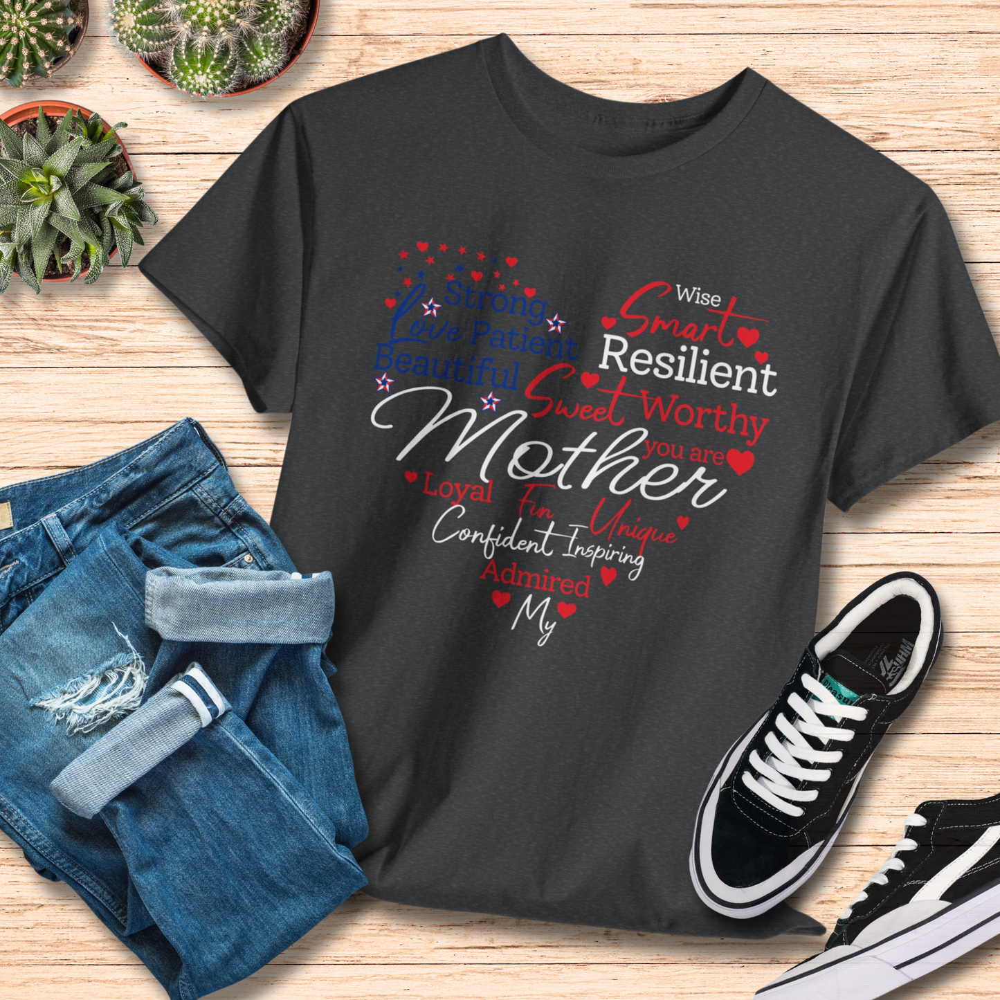 Mother Heart USA T-Shirt / Perfect Mom Gift Tee