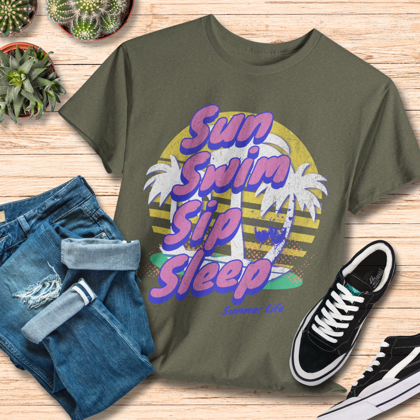 Sun Swim Sip Sleep T-Shirt / Perfect Vacation Tee