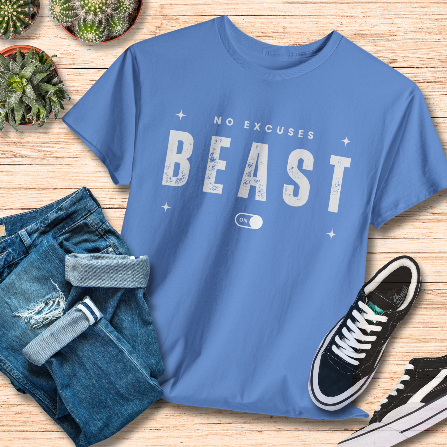 Beast Mode On T-Shirt / No Excuses Motivational Workout Tee