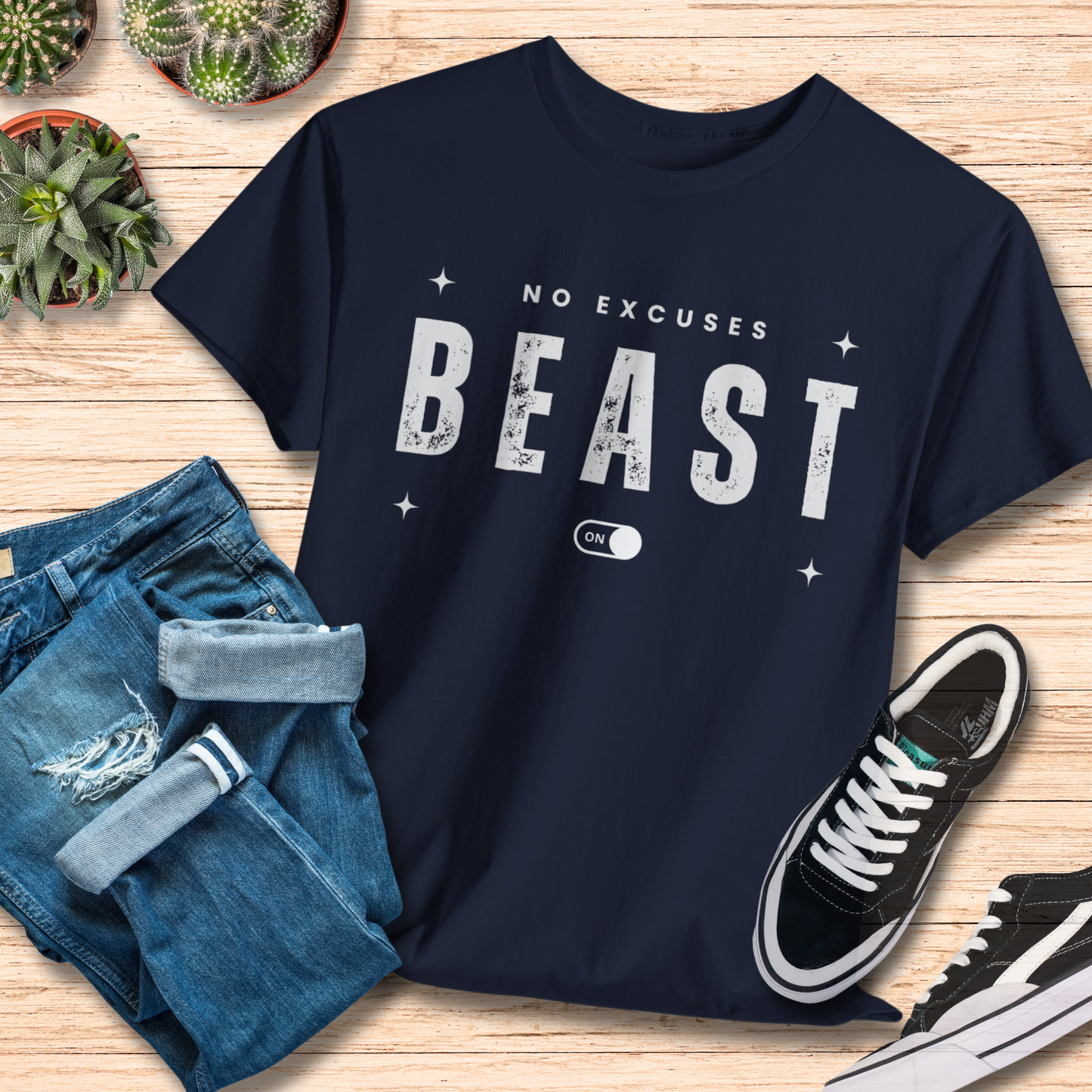 Beast Mode On T-Shirt / No Excuses Motivational Workout Tee