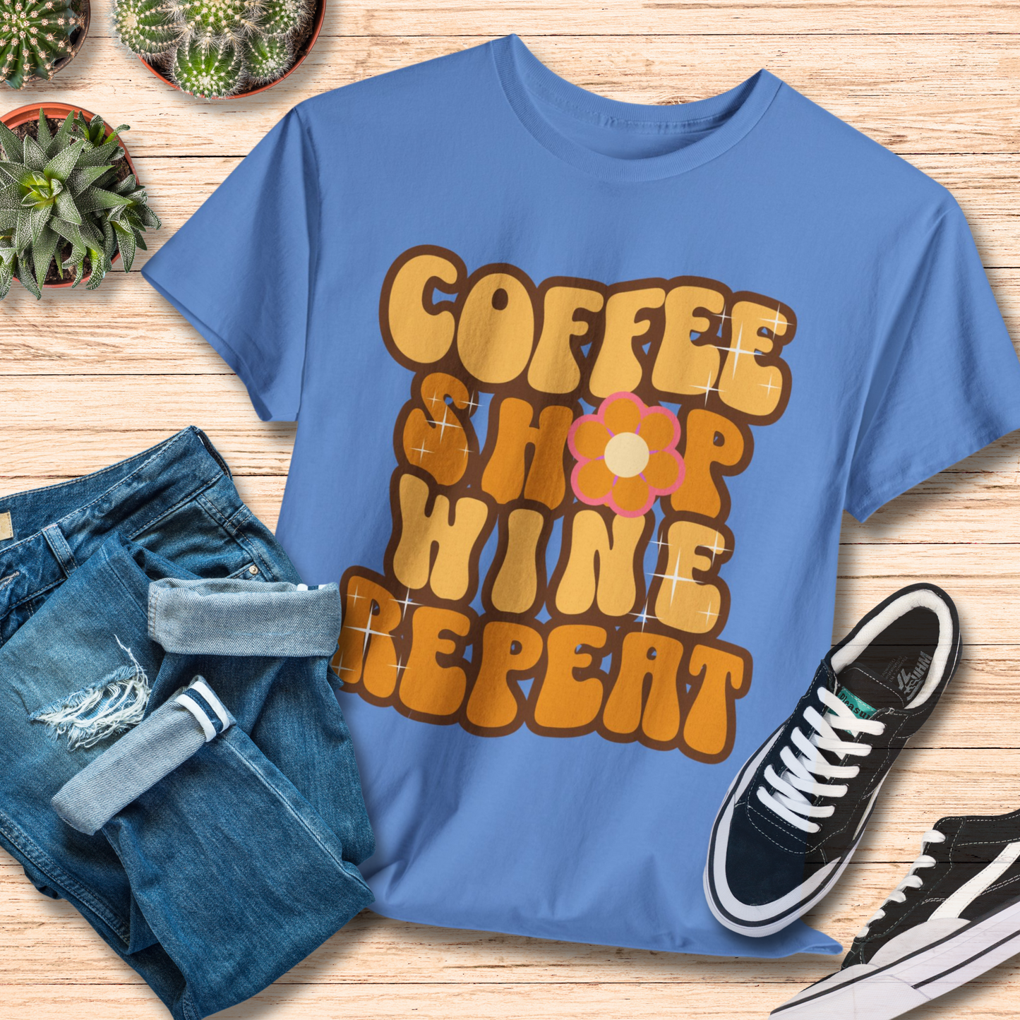 Coffee Shop Wine Repeat T-Shirt / Funny Mom Life Tee