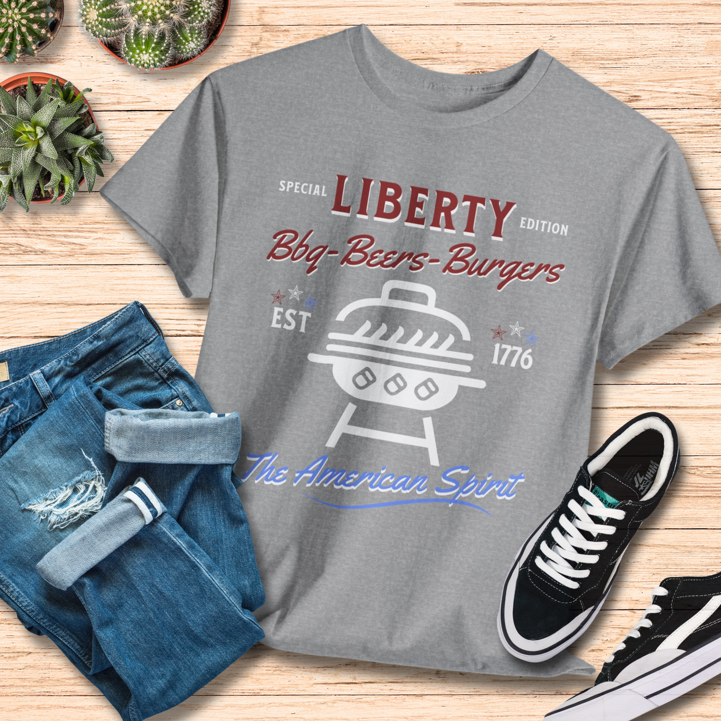 Liberty, The American Spirit Grilling Shirt / Patriotic Family Tee