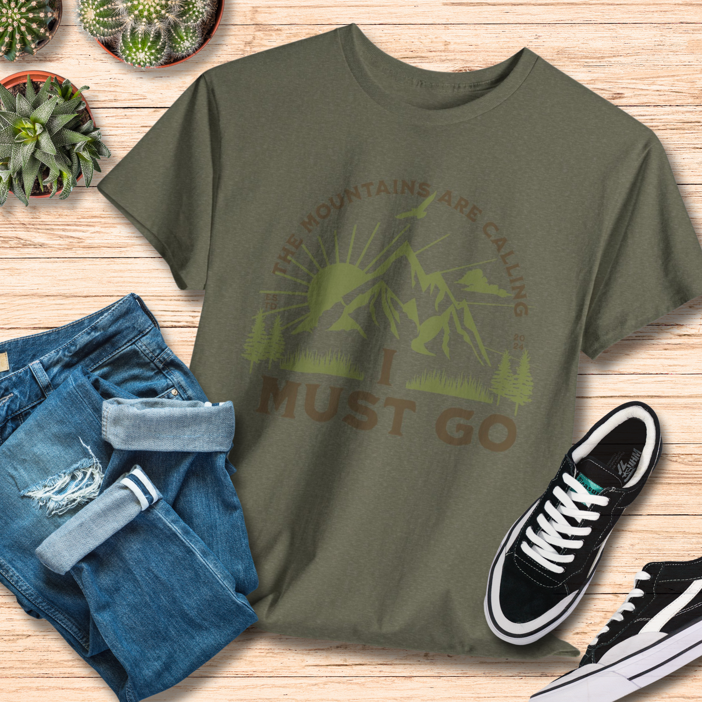 Mountains are Calling , I Must Go / Outdoor Adventure Tee