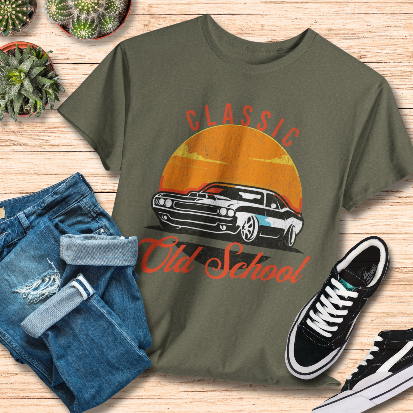 Old School Retro T-Shirt / Classic Ford Mustang Car Tee