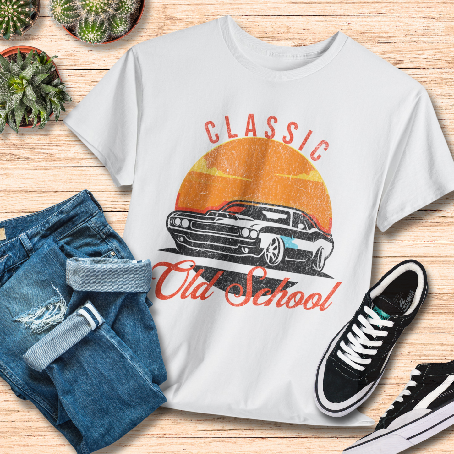 Old School Retro T-Shirt / Classic Ford Mustang Car Tee